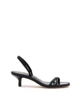 Larroudé Mini Annie Sandal In Black Leather - Size 10